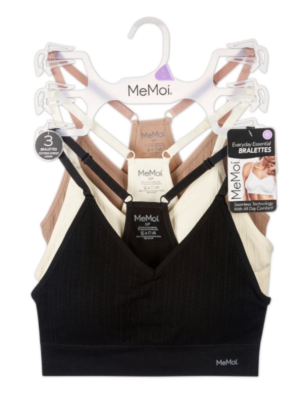 Memoí 3 Pack Women Seamless Racer-Back Ribbed Multicolors Size M NO HANGER 12718